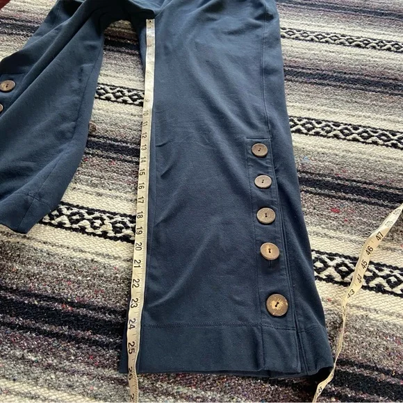 Soft Surroundings Navy Blue Elastic Waist Lounge Pants Straight Leg Side Buttons - Picture 4 of 11